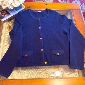 Lilly Pulitzer Cardigan GUC XL Navy with gold